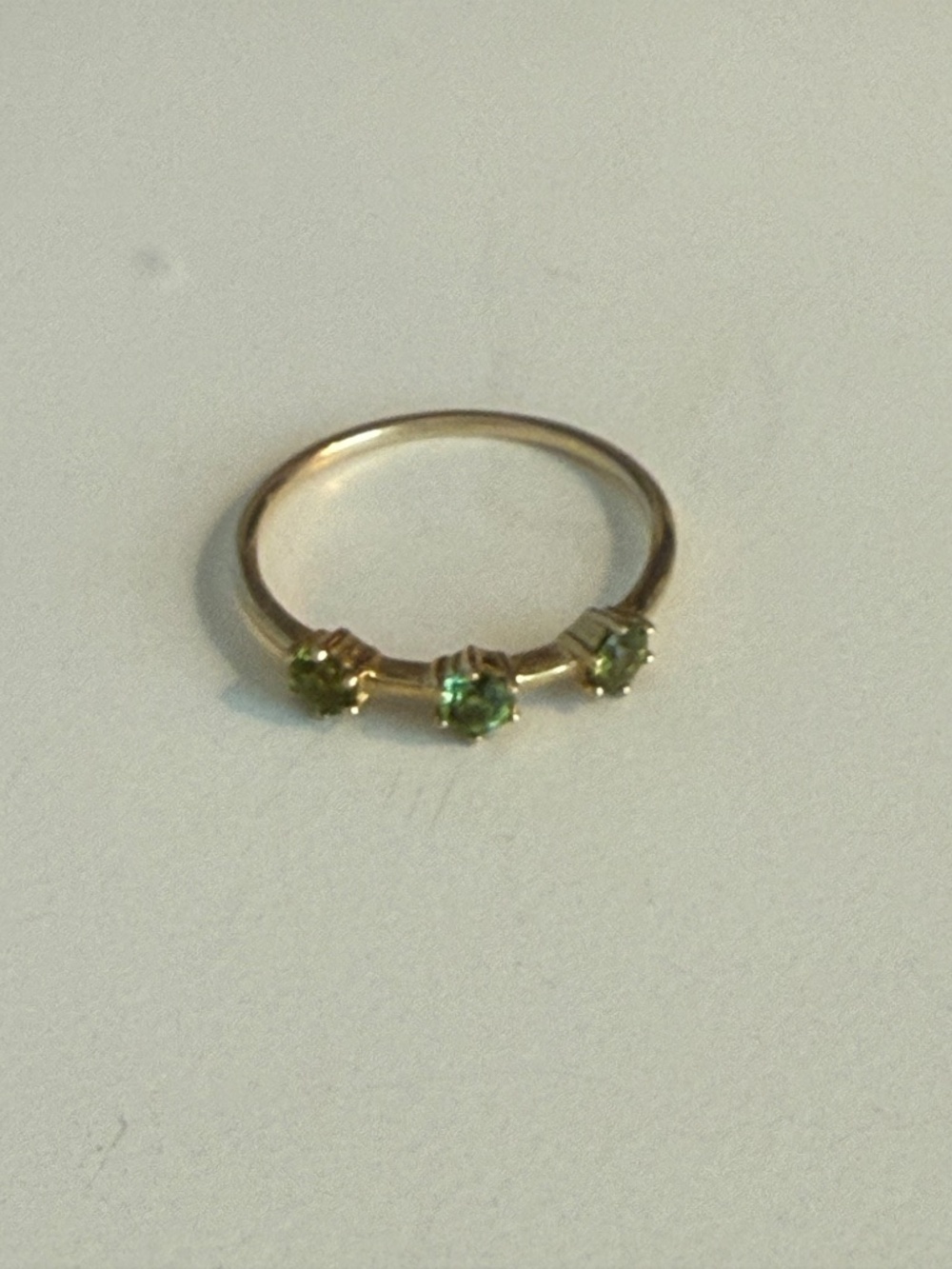 Local Eclectic Solid Gold Tourmaline Trio Stacking Ring Light Green size 6 - Picture 6 of 8